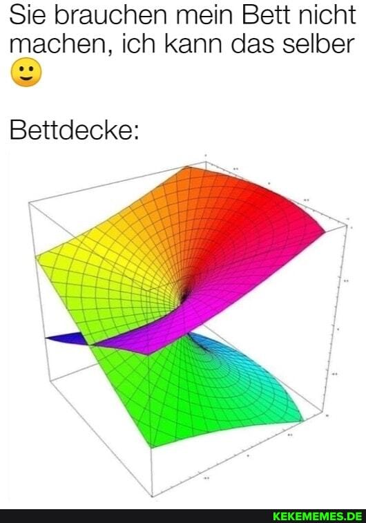 Sie brauchen mein Bett nicht machen, ich kann das selber
Bettdecke: