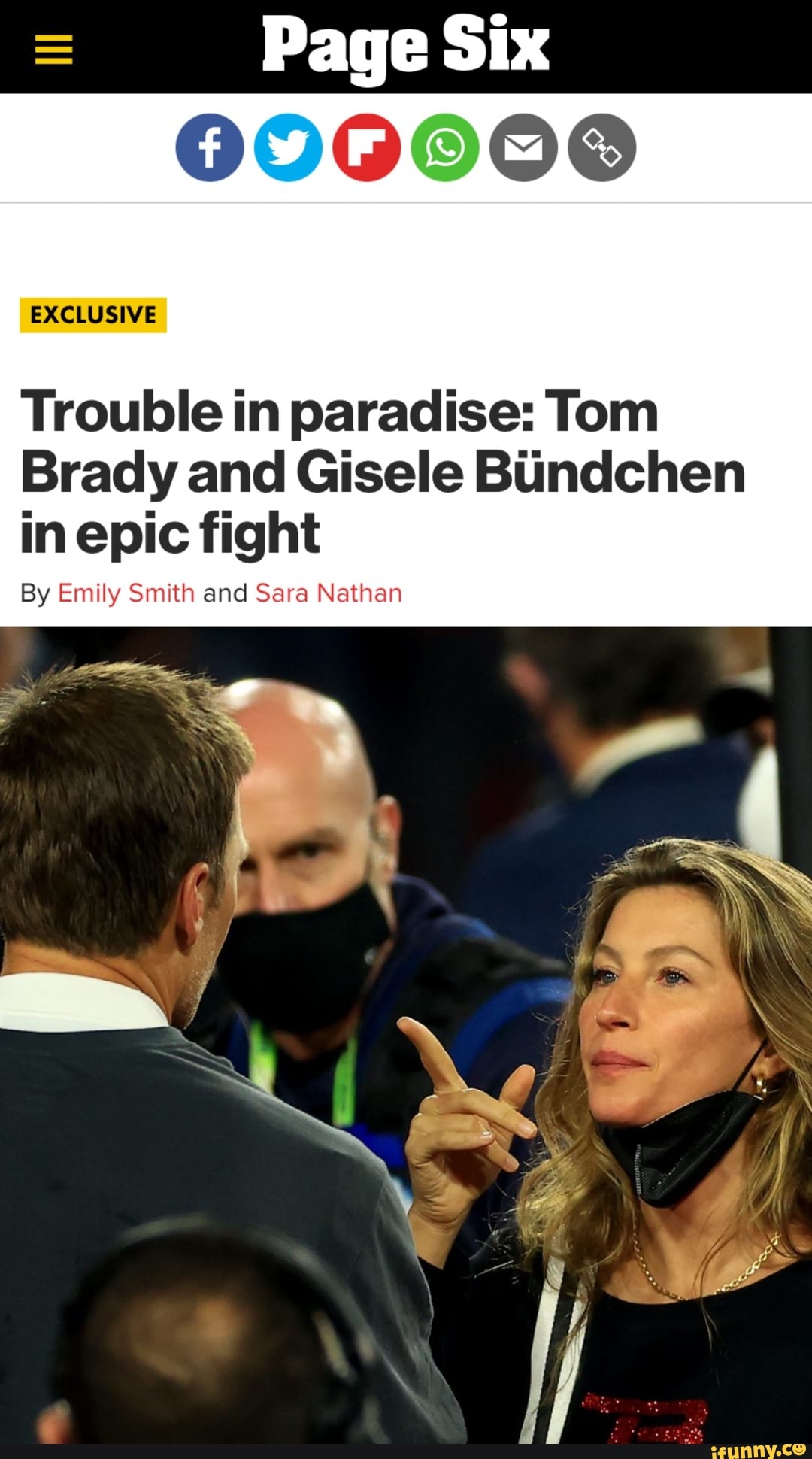 Page Six Trouble In Paradise Tom Brady And Gisele Bundchen In Epic Fight Exclusive By Emily