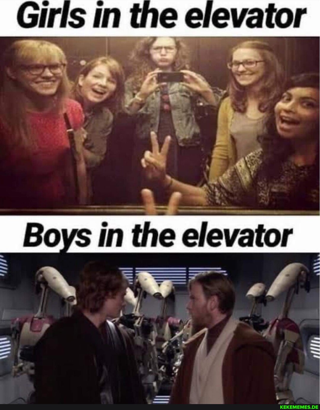 Girls in the e elevator in tine