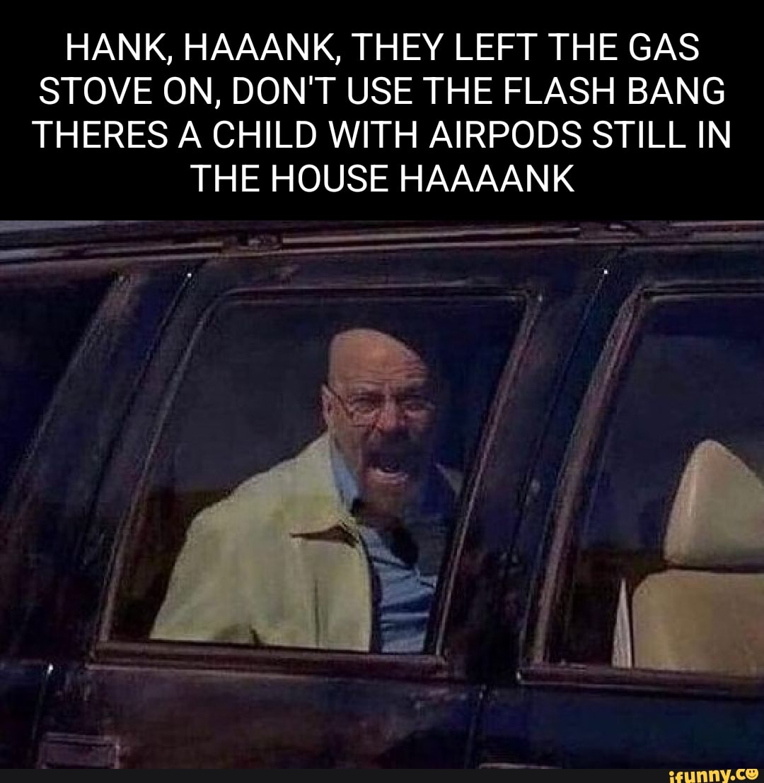 HANK, HAAANK, THEY LEFT THE GAS STOVE ON, DON'T USE THE FLASH BANG ...