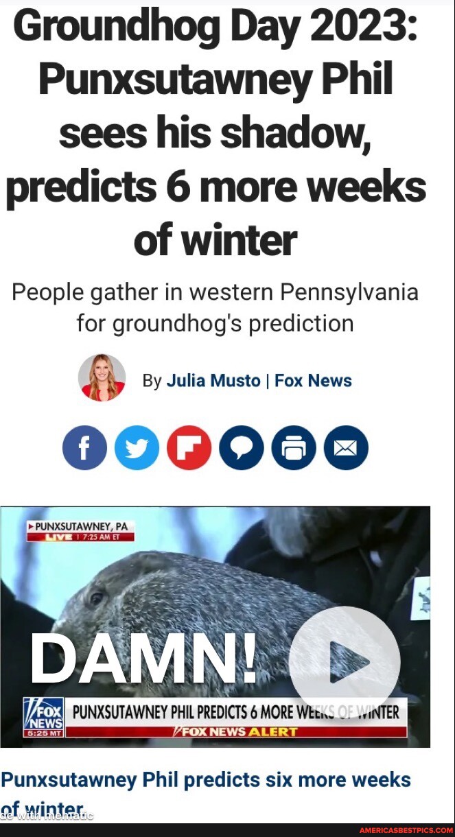 Groundhog Day 2023: Punxsutawney Phil sees his shadow, predicts 6 more