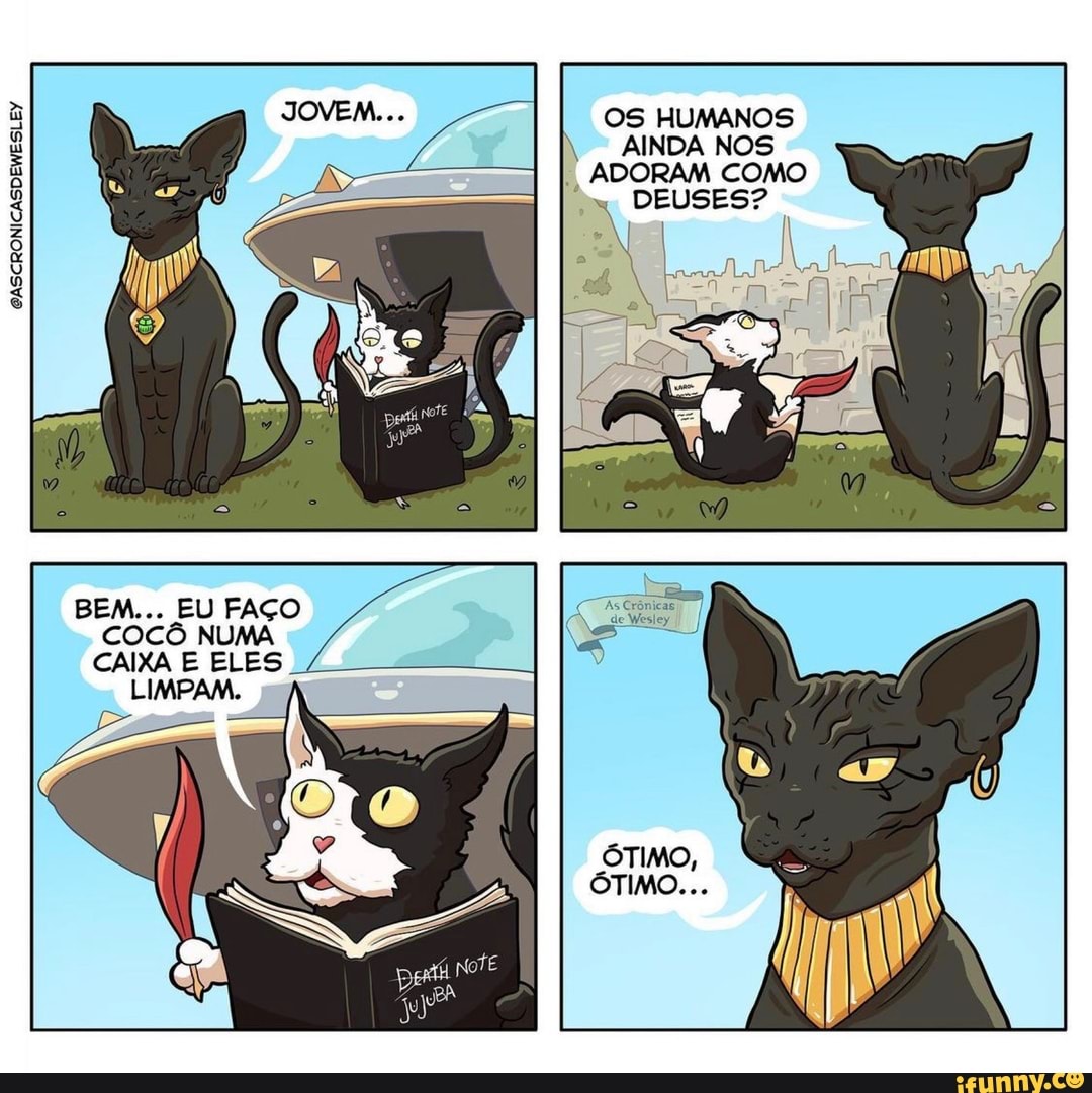 CASCRONICASDEWESLEY
BEM... EU FAÇO COCÔ NUMA
CAIXA ELES
LIMPAM.
OS HUMANOS AINDA NOS ADORAM COMO
" DEUSES?
