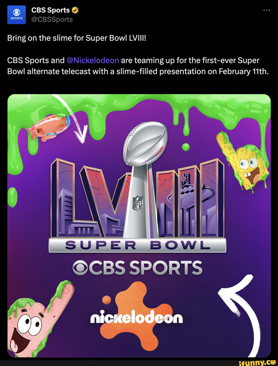 Super Bowl LVIII Will Be Slimed on Nickelodeon