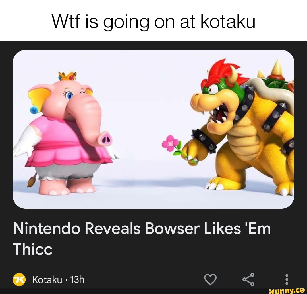 Wit is going on at kotaku I Nintendo Reveals Bowser Likes 'Em Thicc ...