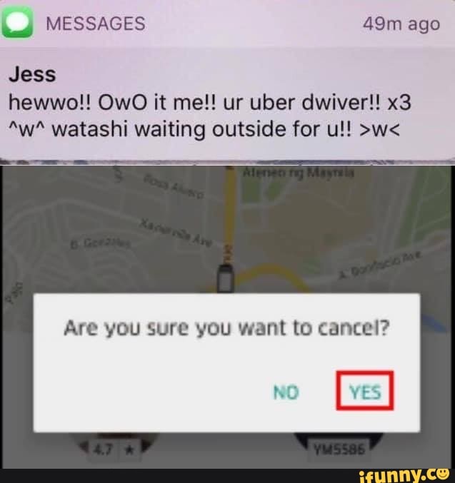 Wag MESSAGES ago Jess hewwo!! OwO it me!! ur uber dwiver!! u0027w 