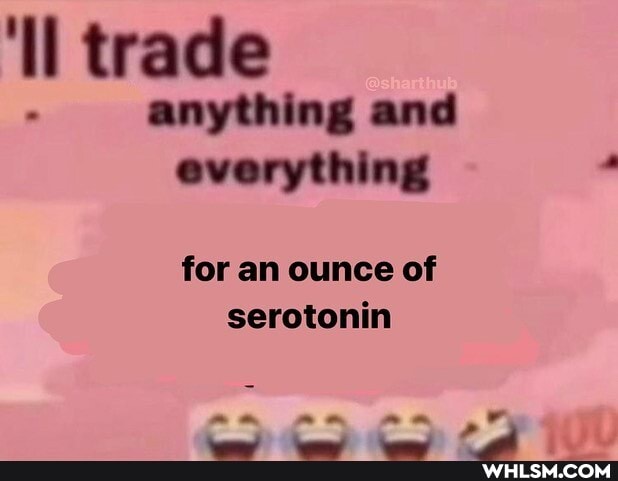 'll trade anything and everything
for an ounce of serotonin
