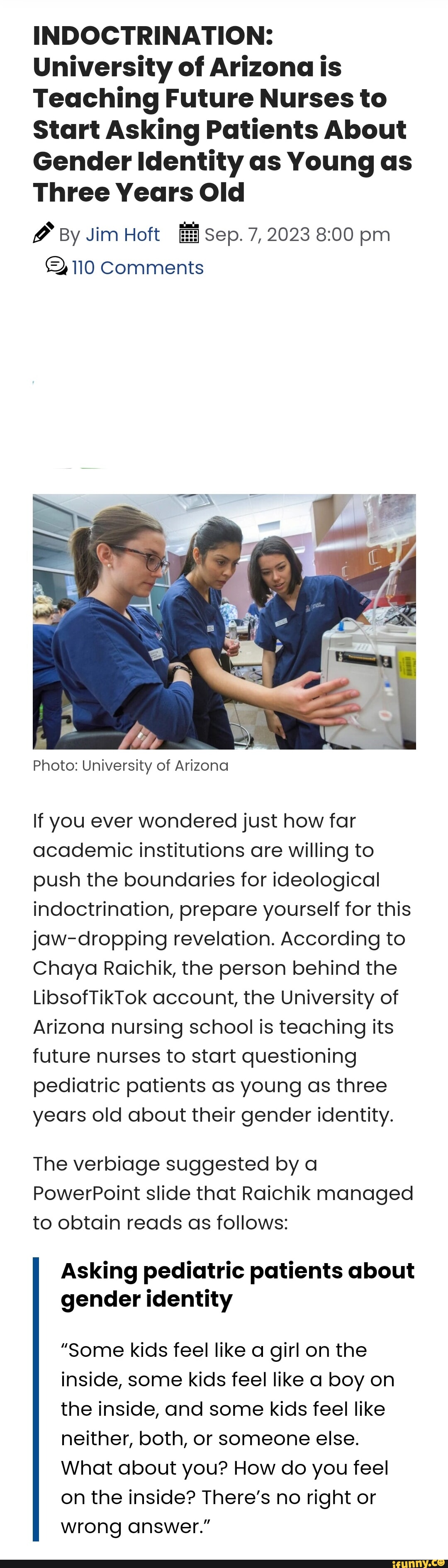 Indoctrination University Of Arizona Is Teaching Future Nurses To