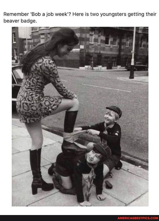 Remember 'Bob a job week'? Here is two youngsters getting their beaver badge.