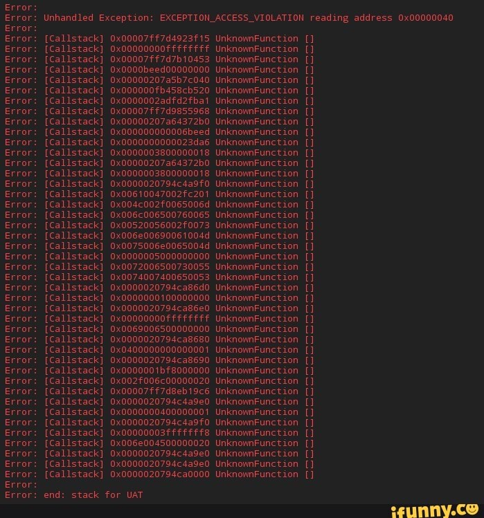 Error Error Error Unhandled Exception EXCEPTION_ACCESS VIOLATION