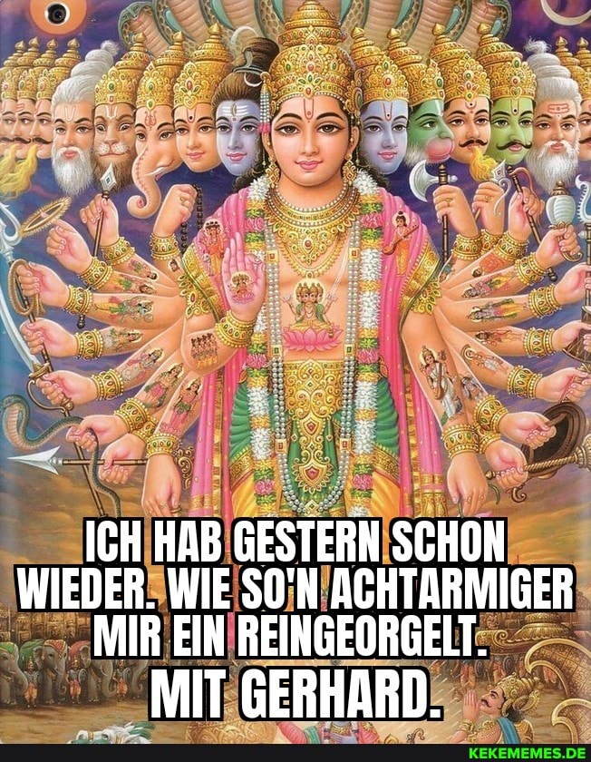 ICH HAB GESTERN SCHON WIEDER. WIE SO'N ACHTARMIGER MIR EIN REINGEORGELT.
MIT GERHARD.