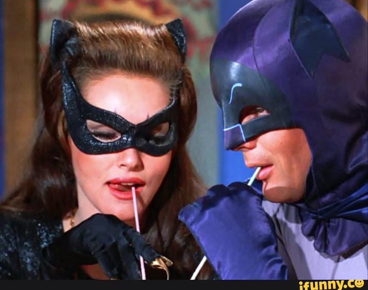 1967: Batman and Catwoman share a beverage on the 