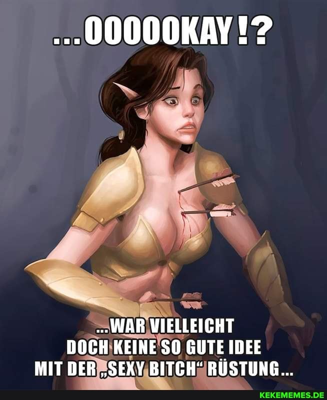 (So
".WAR VIELLEICHT DOCH! KEINE SO GUTE IDEE MIT DER "SEXY BITCH" RÜSTUNG...