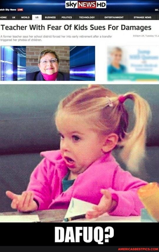 Teacher With Fear Of Kids Sues For Damages