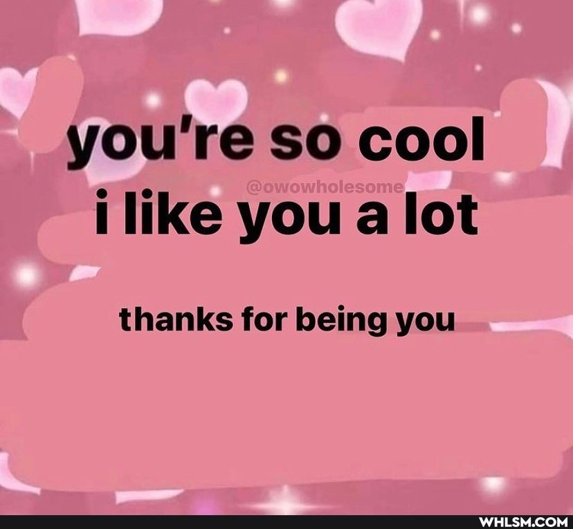 you're so cool i like you a lot
thanks for being you