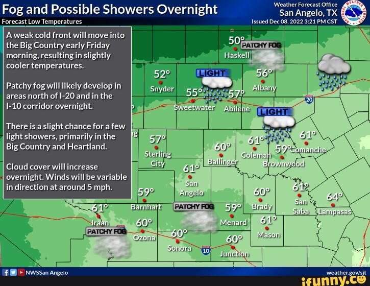 San Angelo, Fog and Possible Showers Overnight Dec Forecast Low ...