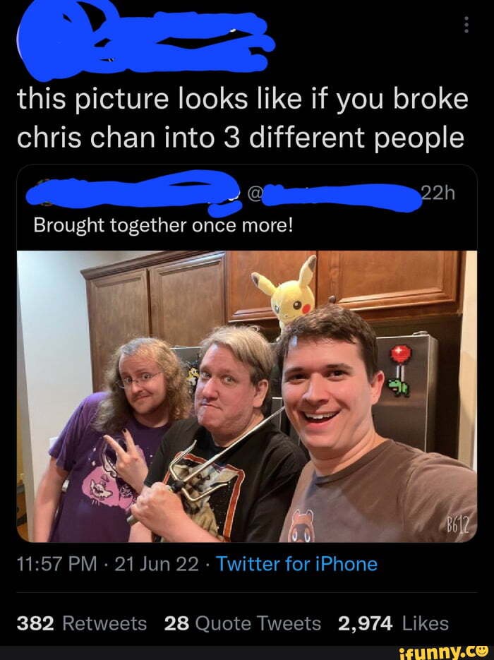 This picture looks like if you broke chris chan into 3 different people ...