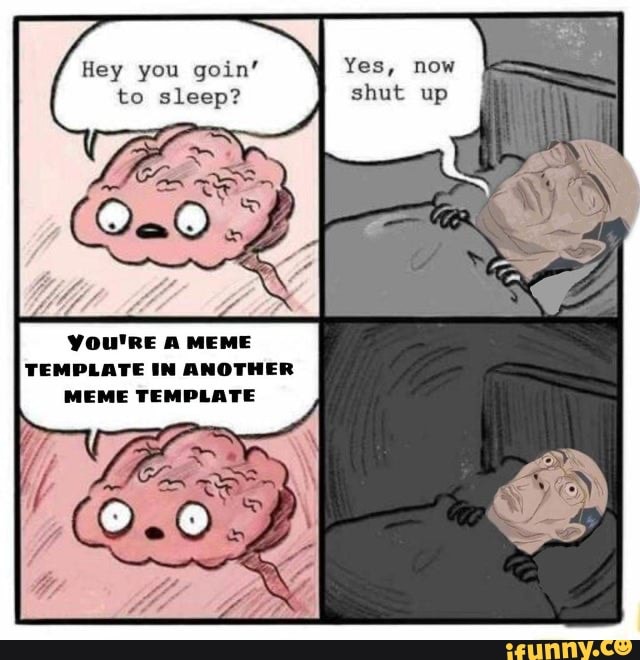 Hey You Goin Yes To Sleep You Re A Meme Template In Another Meme Template Now