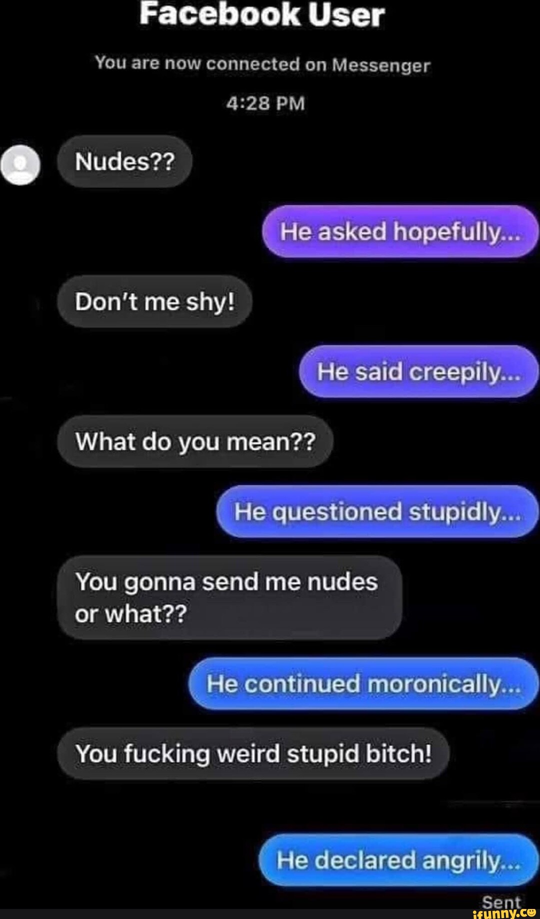 Facebook User You are now connected on Messenger &228 PM Nudes?? He