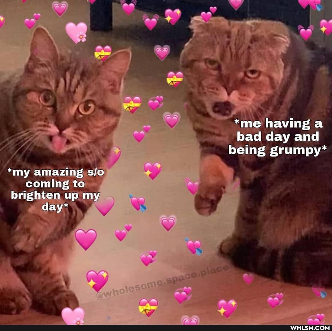 *me having a bad day and being grumpy*
*my amazing coming to brighten up my day*