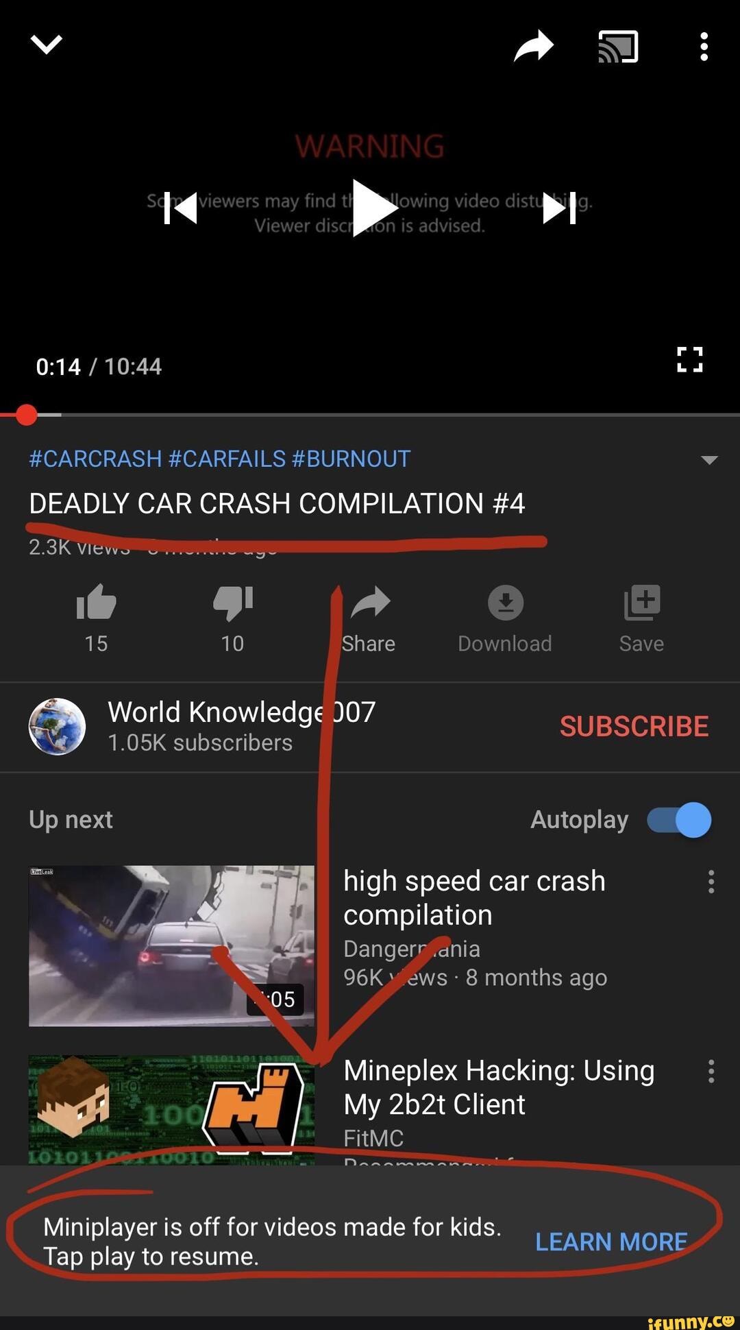 / La
#CARCRASH #CARFAILS #BURNOUT DEADLY CAR CRASH COMPILATION #4
2.3K i@ gl I
15 10 Share Download Save
World Knowledge SUBSCRIBE
Up next Autoplay
high speed car crash compilation
Dangern.ania
Mineplex Hacking: Using
My 2b2t Client
Miniplayer is off for videos made for kids.
LEARN MORE Tap play to resume.