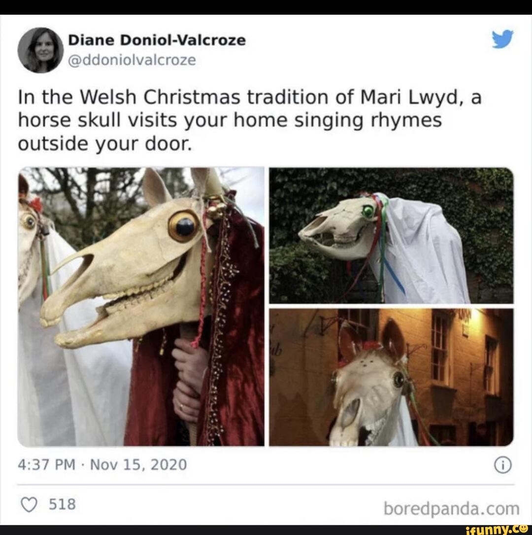 Diane Doniol-Valcroze In the Welsh Christmas tradition of Mari Lwyd, a ...