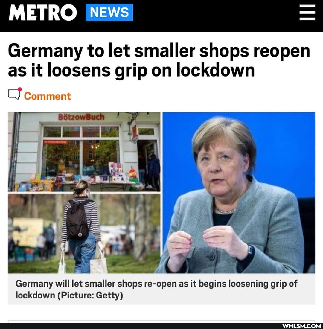 METRO NEws
Germany to let smaller shops reopen as it loosens grip on lockdown
CY comment
INS
Germany will let smaller shops re-open as it begins loosening grip of lockdown (Picture: Getty)