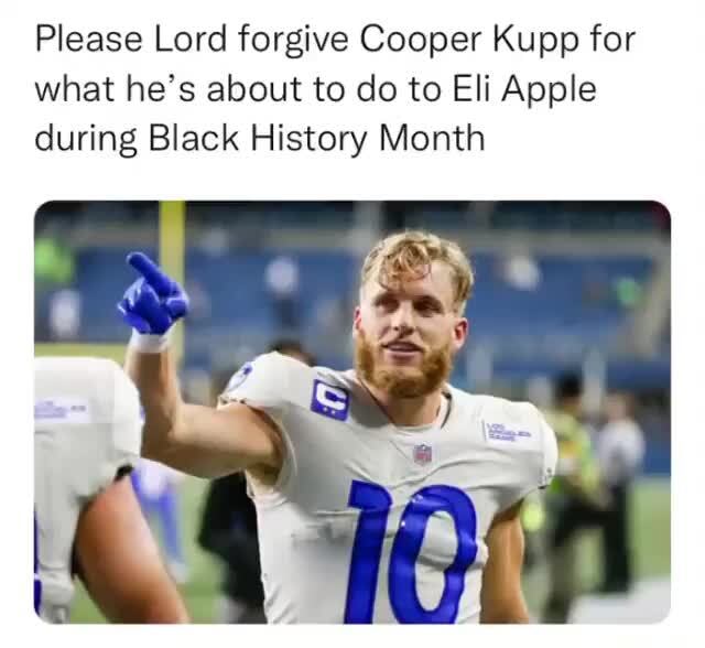 NFL Memes on X: Please Lord forgive Cooper Kupp for what he's about to do  to Eli Apple during Black History Month  / X