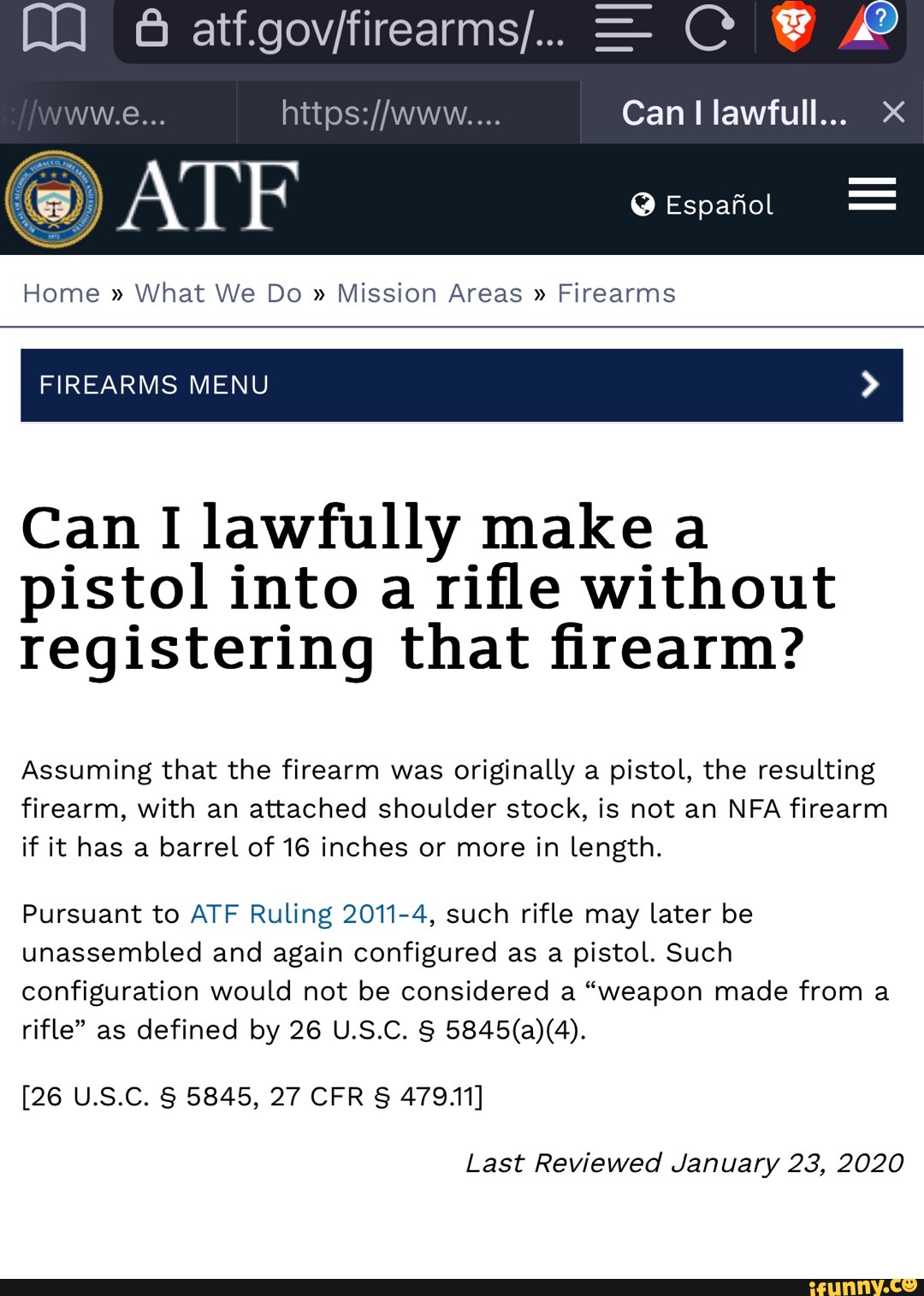 Can I lawfull... Espafol Home " What We Do " Mission Areas " Firearms