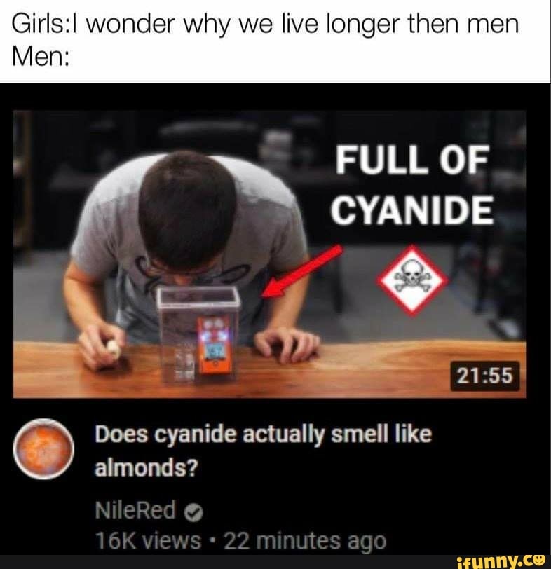 Girls! wonder why we live longer then men Men FULL OF CYANIDE Os CC