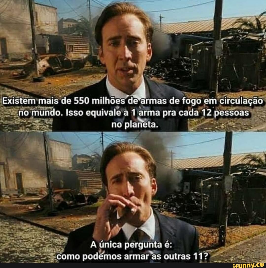 Existerr mais de 550 milhões de armas de fogo em circulaça
no mundo. Isso equiy pre cado vessoas
no plane
à umica pergunta s:
como podémos armar as outras