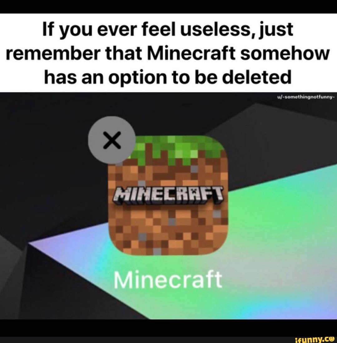 If you ever feel useless, just remember that Minecraft somehow has an option to be deleted - )