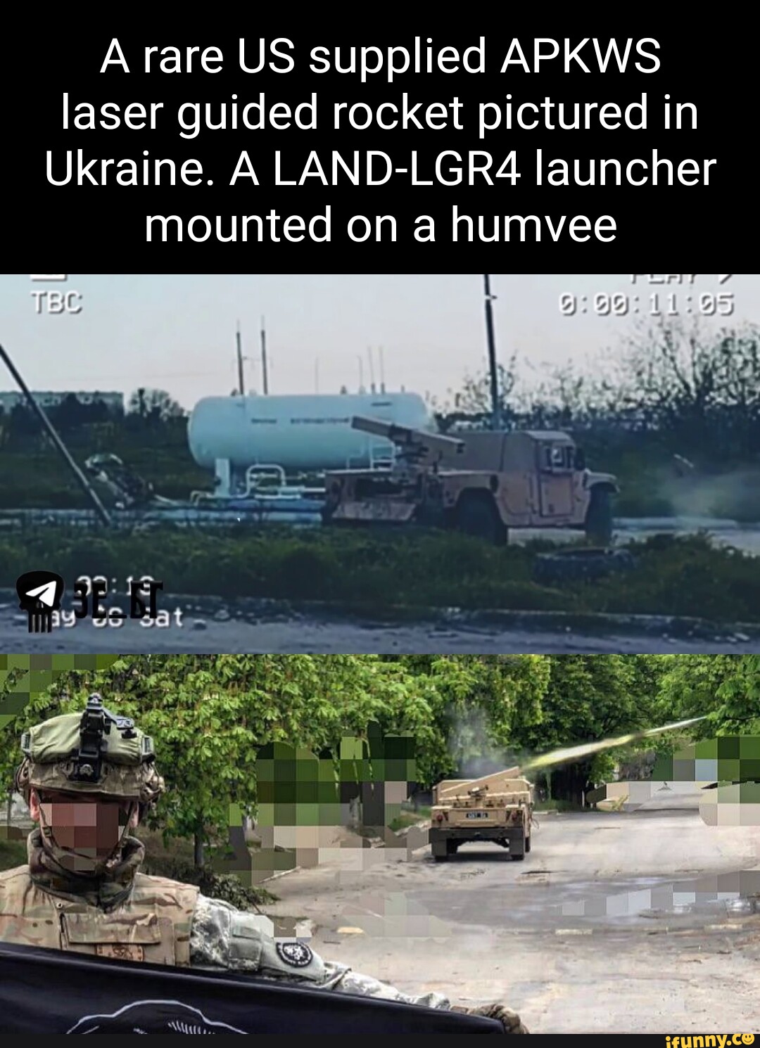 A rare US supplied APKWS laser guided rocket pictured in Ukraine. ALAND ...