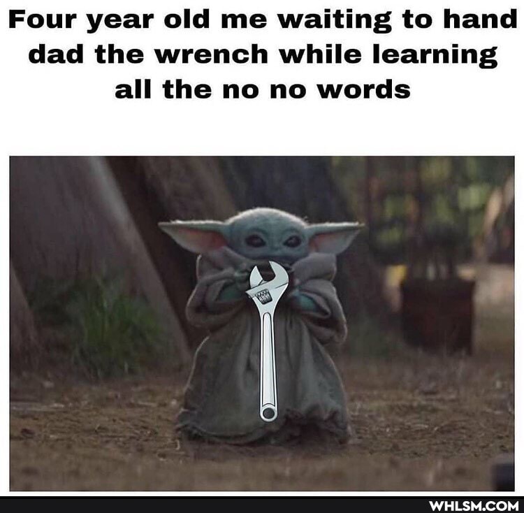 Four year old me waiting to hand dad the wrench while learning all the no no words
