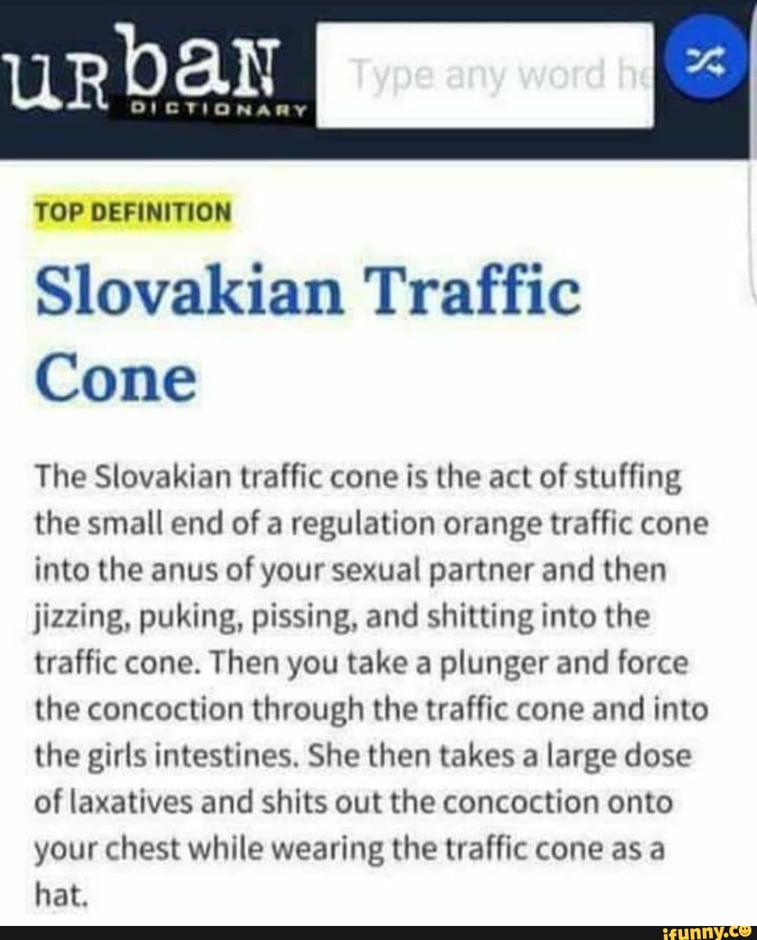 Urban TOP DEFINITION Slovakian Traffic Cone The Slovakian traffic cone