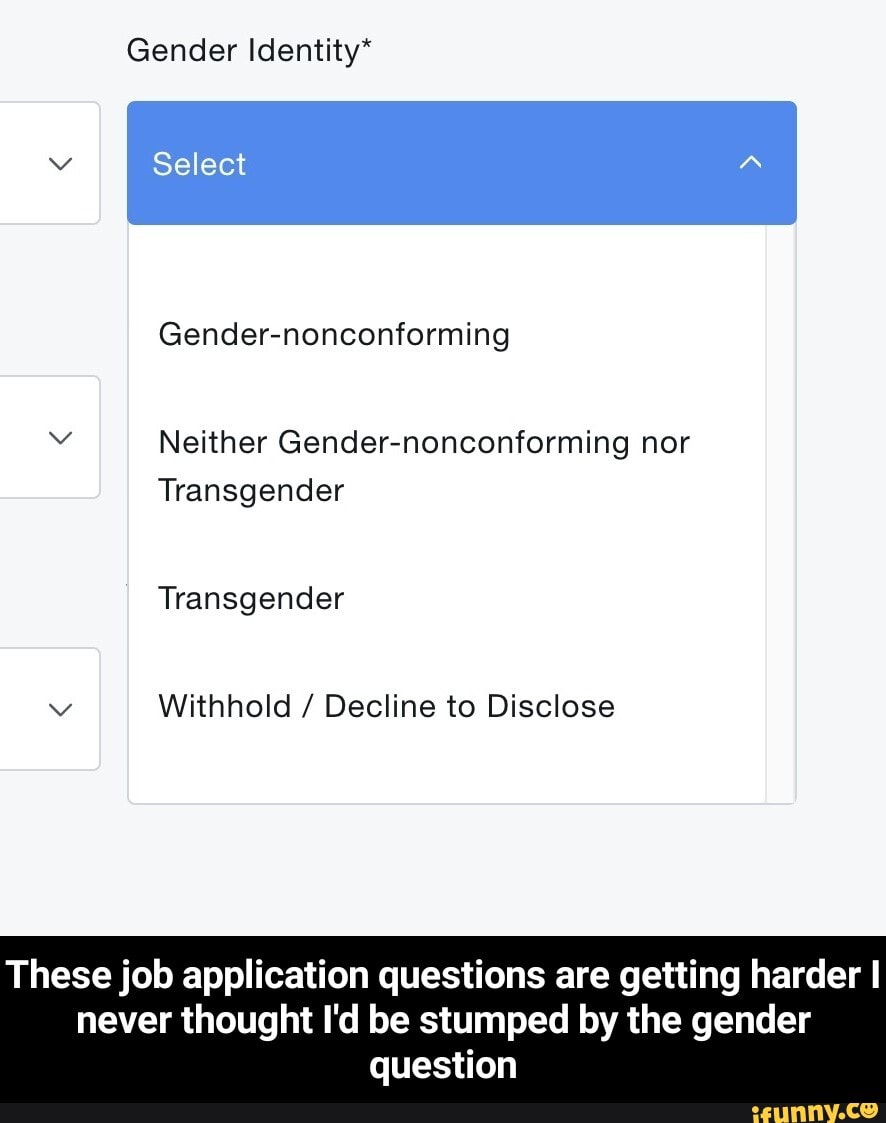 Gender Identity* Select Gendernonconforming Transgender Withhold