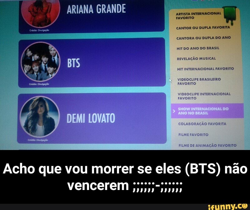 ARIANA GRANDE ame - Acho que vou morrer se eles (BTS) não vencerem ;;;;;;-;;;;;;