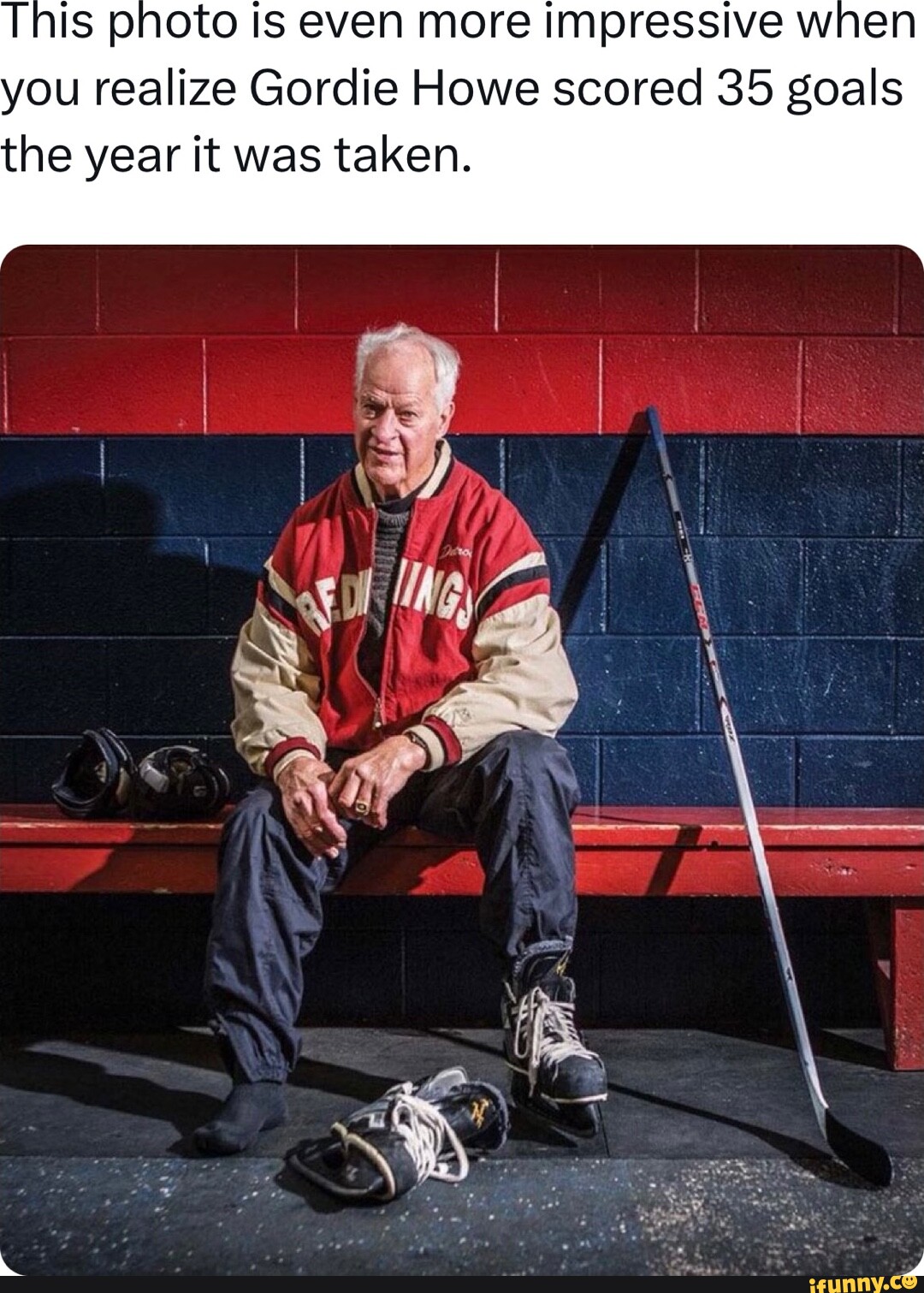 This photo is even more impressive when you realize Gordie Howe scored ...