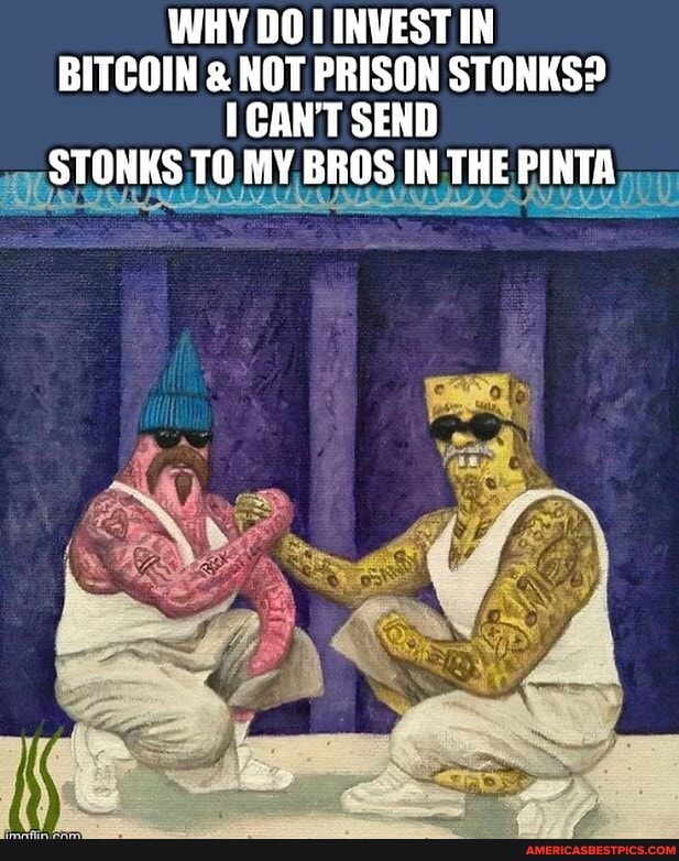 WHY DOL INVEST IN BITCOIN & NOT PRISON STONKS?
ICANT SEND STONKS TO MY BROS IN THE PINTA