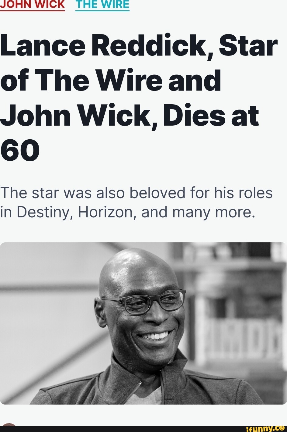 Destiny, Horizon, And John Wick Star Lance Reddick Dies At 60