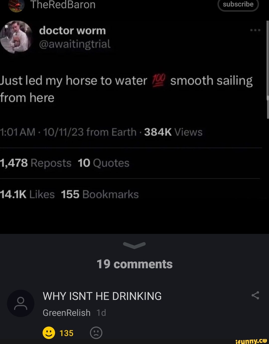 Bscrib: TneReaBaron subscribe doctor worm I @awaitingtrial Just led my ...