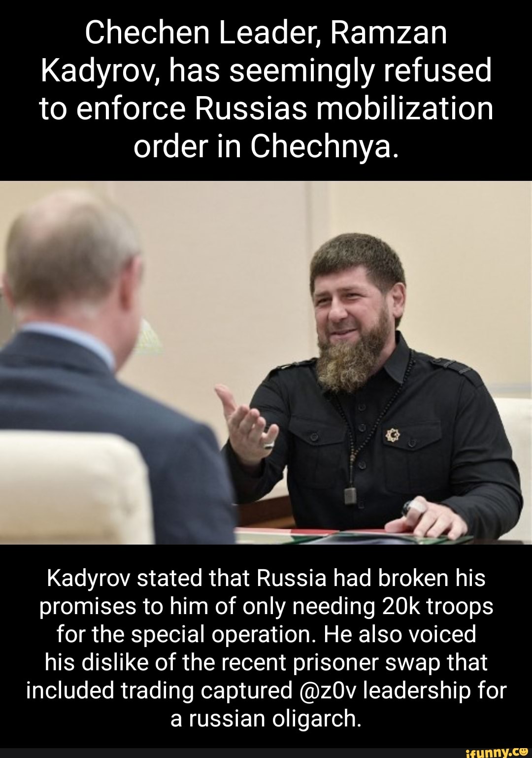 Chechen Leader, Ramzan Kadyrov, has seemingly refused to enforce ...