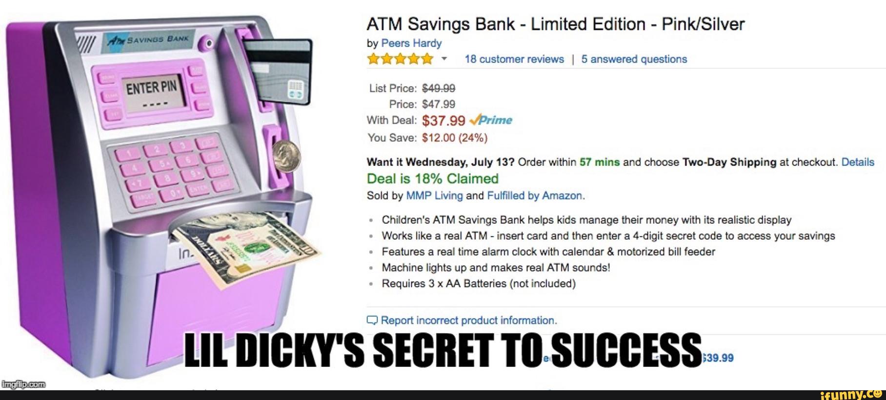 ATM Savings Bank Limited Edition Pink/Silver by Peers Hardy