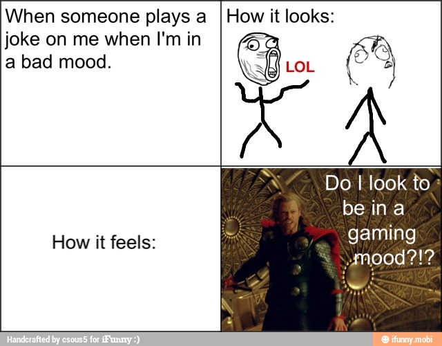 When someone plays a
joke on me when I'm in
How it looks:
E
OD
a bad mood. É LOL 4