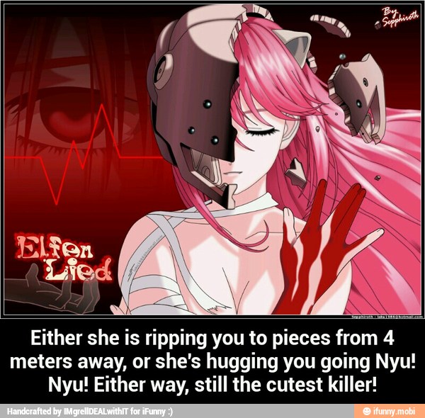 Either she is ripping you to pieces from 4
meters away, or she's hugging you going Nyu!
Nyu! Either way, still the cutest killer! - Either she is ripping you to pieces from 4 meters away, or she's hugging you going Nyu! Nyu! Either way, still the cutest killer!