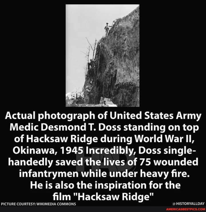 Actual photograph of United States Army Medic Desmond T. Doss standing