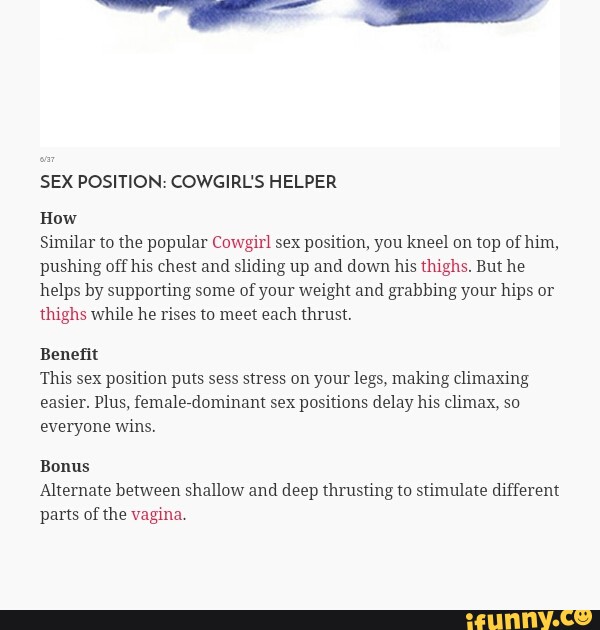 Sex Position Cowgirl S Helper How Similar To The Popular Cowgirl Sex Position You Kneel On Up