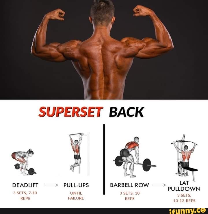 SUPERSET BACK al \ LA DEADLIFT PULL-UPS BARBELL ROW LAT SETS, 7-10 ...