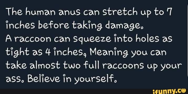The human anus can stretch up to 7 inches before taking damage. A