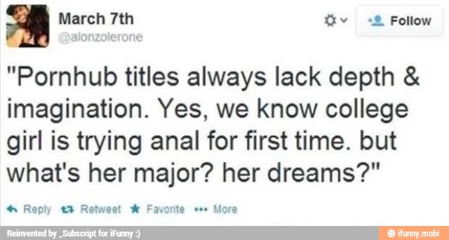 Pornhub Titles Always Lack Depth Imagination Yes We Know College