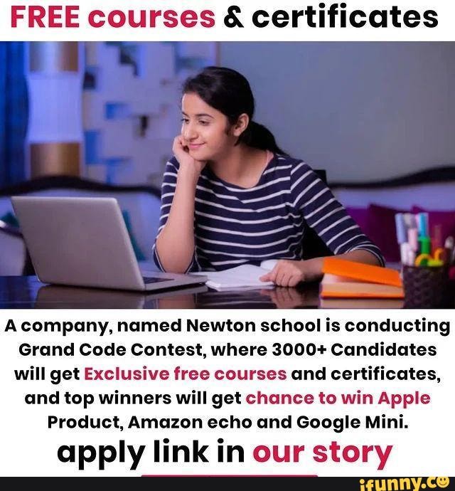 Check in our story - FREE courses certificates Acompany, named Newton ...